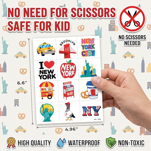 96 PCS NYC Temporary Tattoos for Kids | Skyline Party Favors
