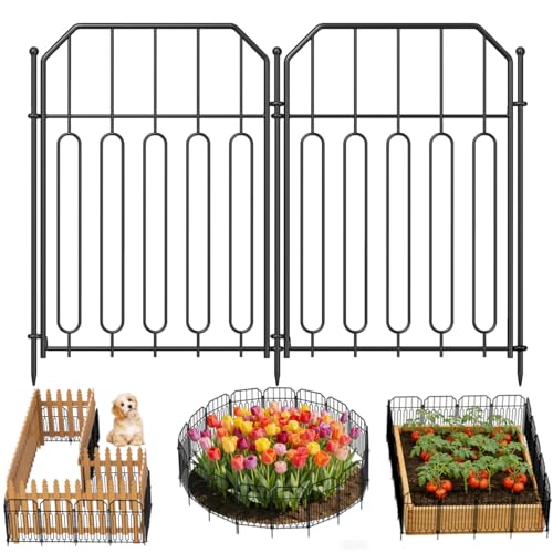 Goovilla 10ft Rustproof Metal Garden Fence Panels for Animals