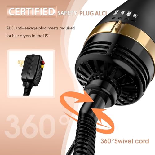 Natrial Hot Air Brush Blow Dryer - 3 Heat Settings, Ceramic, All Hair Types