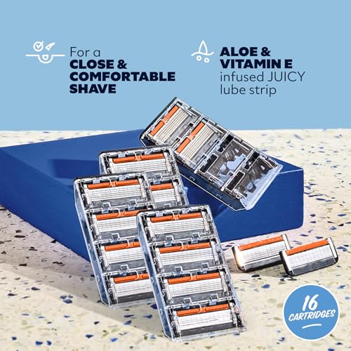 Dollar Shave Club | 6 Blade Razor Refills (16 Pack) | 6 Stainless Steel Blades for a Close & Comfortable Shave
