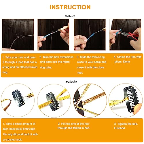 Hair Tinsel Kit 20 Colors 8800 Strands with Tools