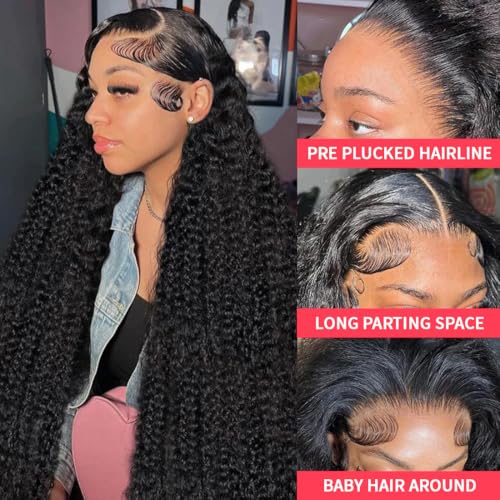 13x6 Water Wave Lace Front Wigs Human Hair Wigs 10A 250 Density HD Transparent Wet and Wavy Lace Front Wigs Glueless Deep Curly Lace Frontal Wigs Human Hair Pre Plucked for Women£¨12 Inch£©