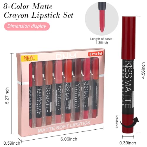 8Pcs Matte Lipstick Set - Velvet Crayon Lip Color Collection