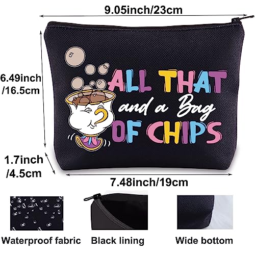 BWWKTOP Mrs. Potts And Chip Makeup Bag Beauty Inspired Gifts All That And A Bag Of Chips Makeup Zipper Pouch Bag Chip Merchandise (Bag Of Chips BL)