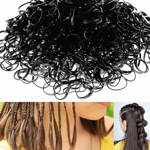 4200 PCS Black Elastic Hair Rubber Bands, NYEBS Black Hair Ties Non-slip, Black Hair Accessories for Girls Kid Baby Toddlers Hair Bows No Crease Damage No Hurt