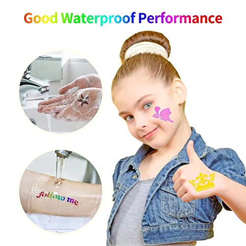 Temporary Glitter Tattoos Kit - 24 Colors, 187 Stencils