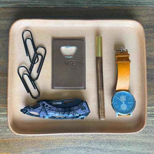 Molded Leather Valet Tray ? 100% Full Grain Vegetable Tanned Leather - Catchall Tray - Handmade in USA - EDC Organizer for Desk, Nightstand, or Dresser ? Gift for Him or Her By Northwind