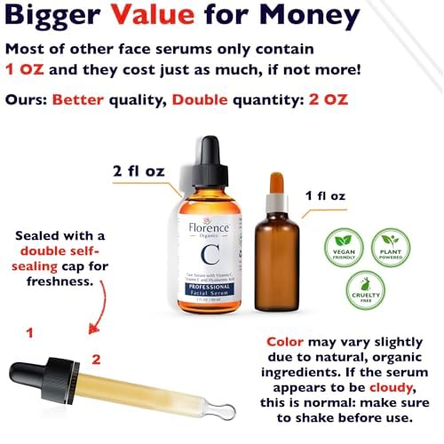 Vitamin C Serum For Face ? Anti Aging Face Serum with Vitamin C, Hyaluronic Acid, Vitamin E. Brightening Formula. Improve Appearance of Dark Spots, Tone, Fine Lines & Wrinkles, Glowing Skin 2 Fl Oz
