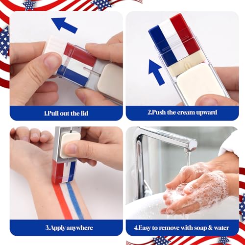 Patriotic Red White and Blue Face Paint Stick for 4th of July