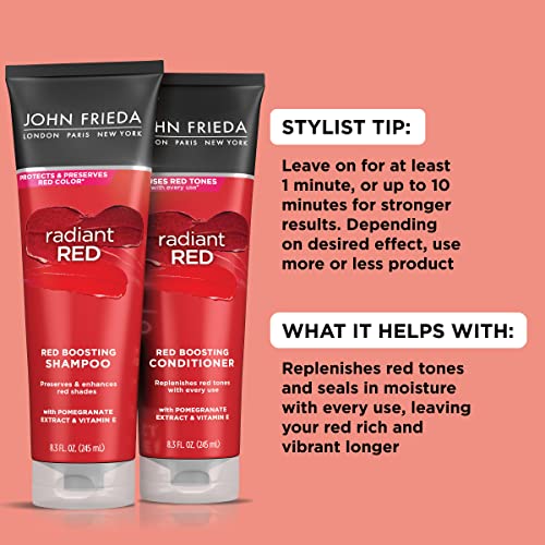 John Frieda Radiant, Boosting Conditioner, Hydrates and Enhances Red Tones with Pomegranate Extract and Vitamin E for Natural or Color-Treated Red Hair, 8.3 Oz