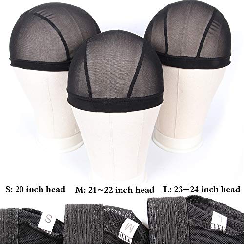 Mesh Dome Wig Caps 6 Pack - Breathable Spandex Black S