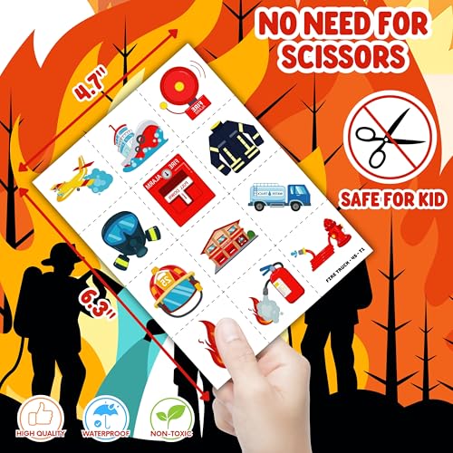 72-Piece Fire Truck Party Favors Set - Tattoos & Slap Bracelets