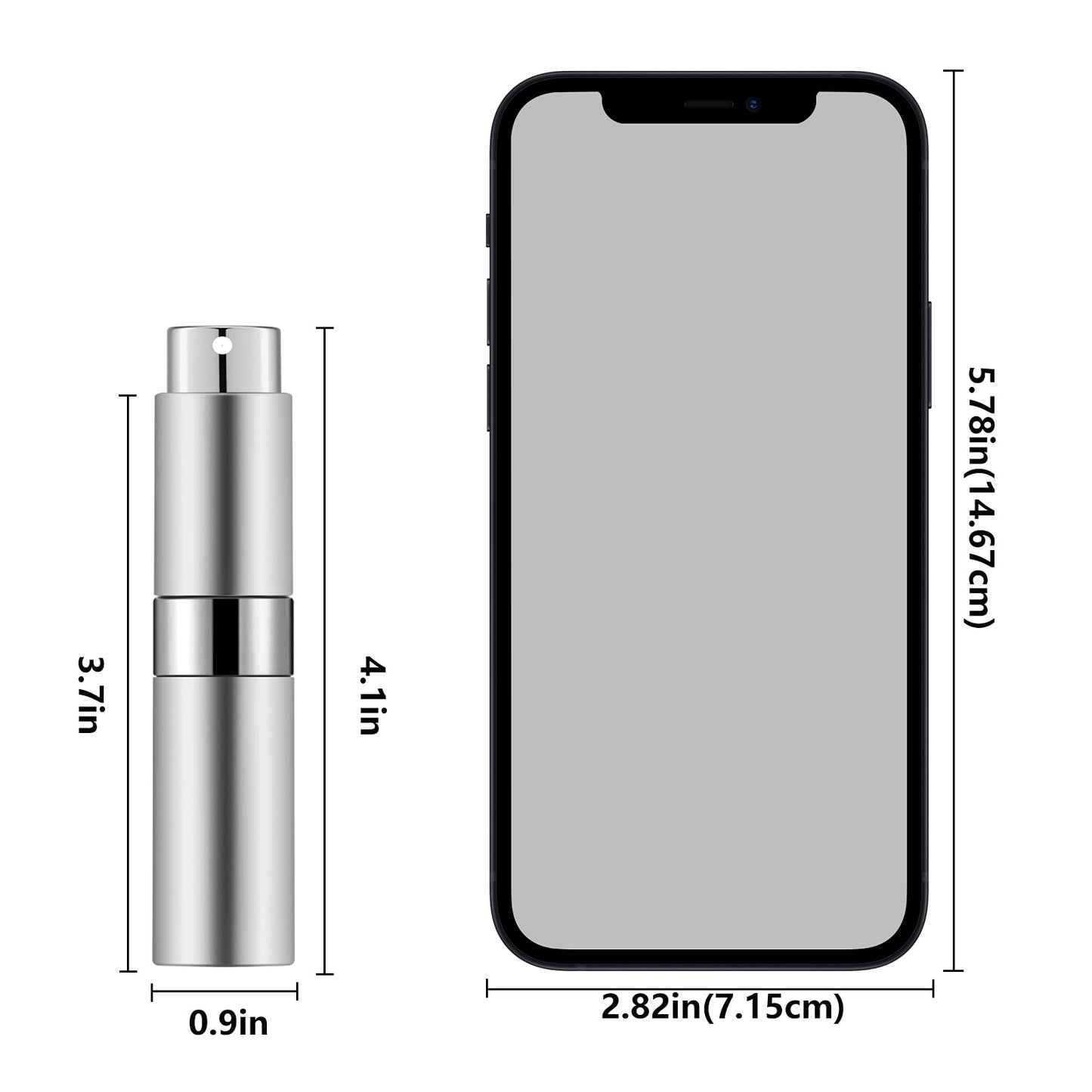 Lil Ray 8ml Portable Mini Perfume Atomizer, Refillable Empty Small Spray Bottle for Travel, Twist Tpye Pocket Cologne Sprayer (Silver)