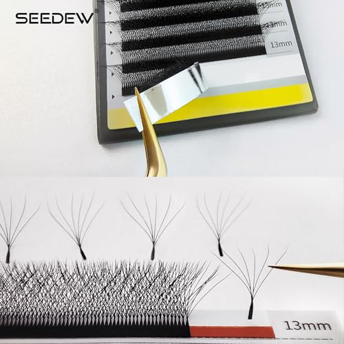 6D Lash Extensions, 0.07mm D Curl MIX8-15mm 12 Rows/Tray, W Shape Flat Stem, PBT Mega Volume Eyelash Grafting for Beginner Artist, Lash Tech, Beauty Salon(6D-Matte Black-0.07-D-MIX8-15mm)