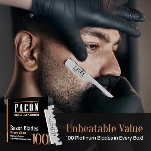 Fac?n Straight Razors for Men - Professional Barber Straight Edge Razor Kit with 100 Blades, Classic Stainless Steel Barbero Shaver for a Smooth & Precise Shave, Premium Barber Razor for Men's Shaving