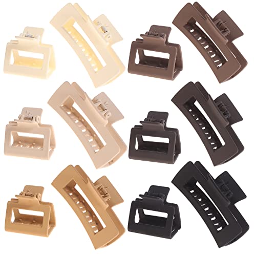 Alemaky 12-Pack Square Claw Clips, Large & Small Non-slip Hair Clips