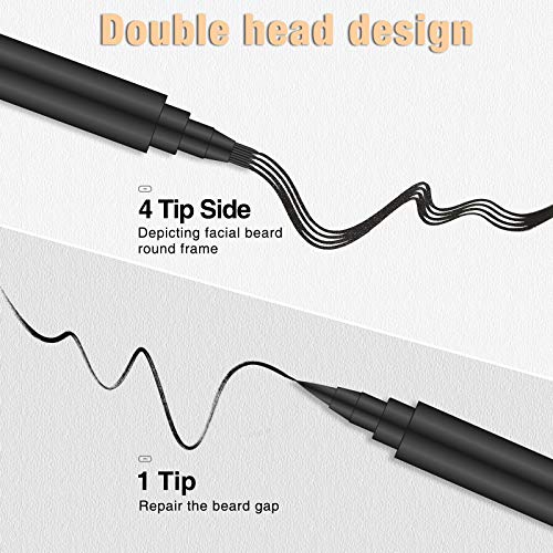 Beard Pencil Filler for man Water Proof Beard pen and beard brush Long Lasting Coverage Natural Finish, Male Mustache Repair Shape, Effective Enhance Facial Hair £¨BLACK£©