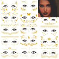 14 Sheets Gold Metallic Face Temporary Tattoos