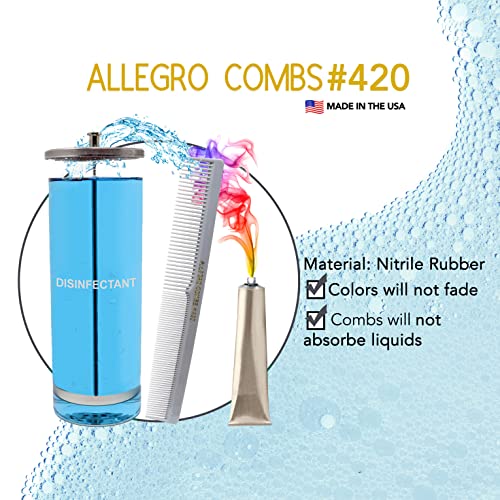 Allegro Combs 420 Hair Stylist Barbers Cutting Combs Beard Comb Mustache Mens Women Toddler Boys Braiding Hair Parting Usa 3 Pc. (Gray)