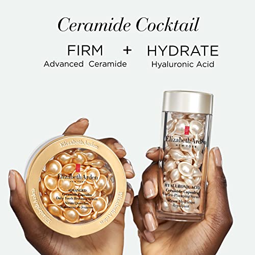 Elizabeth Arden Daily Ceramide Serum Capsules, Advanced Anti Aging Serum Capsules for Minimizing Wrinkles, Fragrance-Free, Enhances Skin Hydration and Radiance for a Youthful Look, 90 Count, 1.41 oz