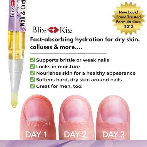 Bliss Kiss | 1 Lavender Vanilla | Nail Oil Cuticle Pen w/Vitamin E & Jojoba?Nail Strengthener Nail Growth Serum for Brittle Peeling Breaking Thin Nails