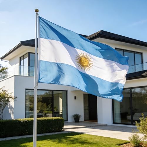 Argentina Flag 3x5 Ft Polyester with Brass Grommets (Veliffco) - 1 Pc