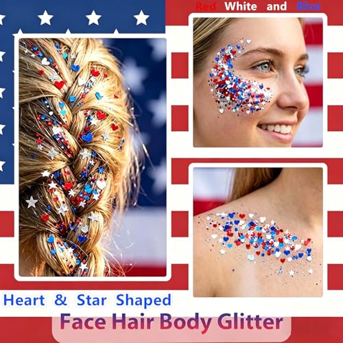 Go Ho Patriotic Red White and Blue Body Glitter Gel for 4th of July