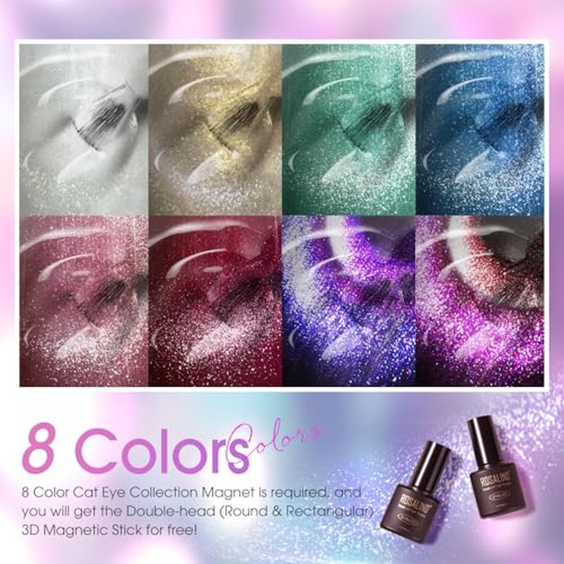 ROSALIND Magnetic Cat Eye Gel Polish 8-Color Set