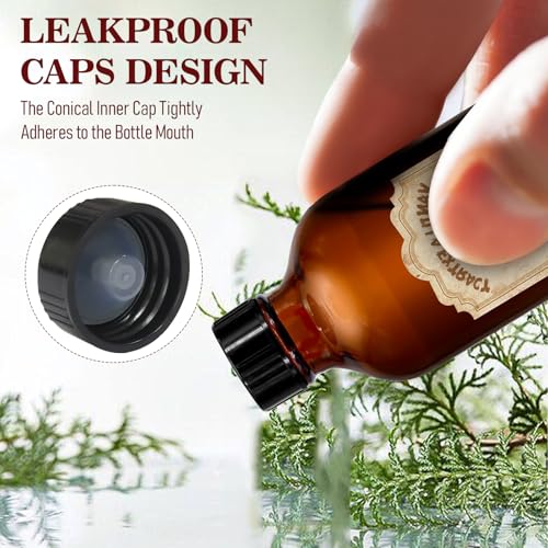 12 Pack 4oz Amber Glass Vanilla Extract Bottles with Lids