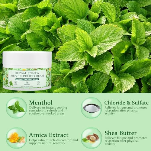 Instant Cooling Relief Cream - Herbal Menthol Soothing Gel, Joint Flex Cream Activities Throughout The Body, Cooling Ointment for Muscle, Head, Lumbar, Neck, Hands, and Feet (1 pcs, 4.23OZ)