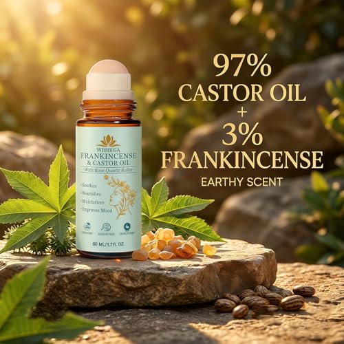 Rose Quartz Eye Roller with Castor Oil & Frankincense, 50ml