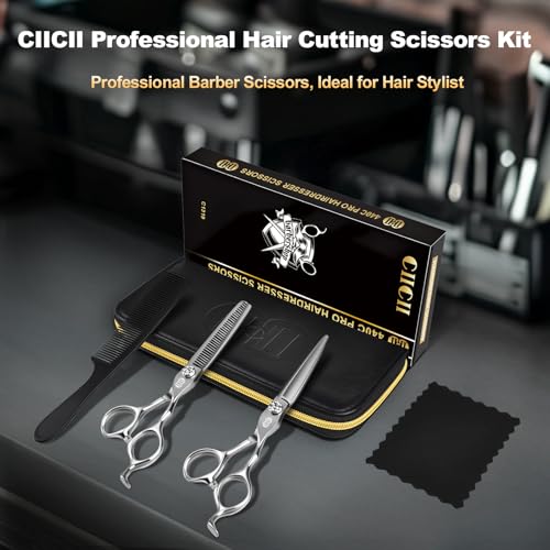 CIICII 6.7" Professional Hair Cutting Scissors Set, 440C Stainless Steel