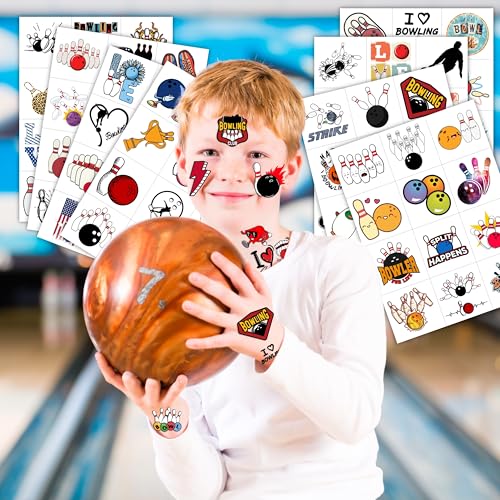 Bowling Temporary Tattoos for Kids, 96 Pcs Party Favors