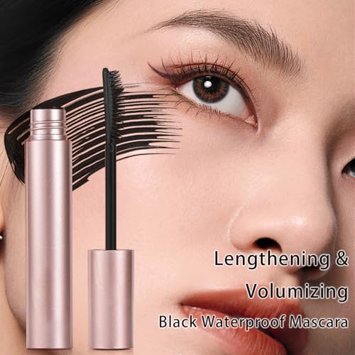 Black Waterproof Mascara with Curved Brush for Lengthening