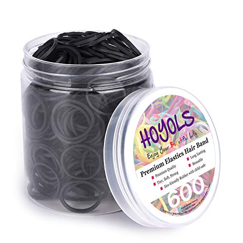 Black Rubber Hair Bands, 600 Pcs Small Hair Ties for Thick Hair