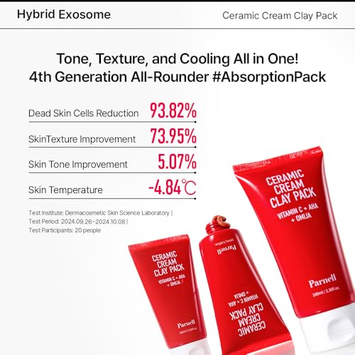 Parnell AHA Omija Ceramic Cream Clay Pack 3.38 fl oz | Pore Purifying Sebum Control Non-Drying Cooling Mask | Exfoliating for Smooth Skin K-Beauty