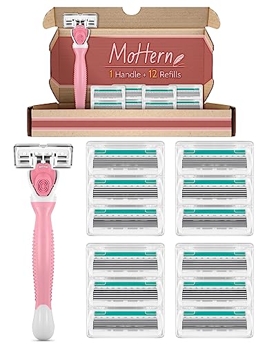6-Blade Women's Shaving Razors with Travel Razor & 12 Refills
