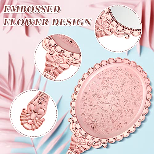 Qunclay 12 Pcs Vintage Rose Gold Handheld Mirrors with Handle