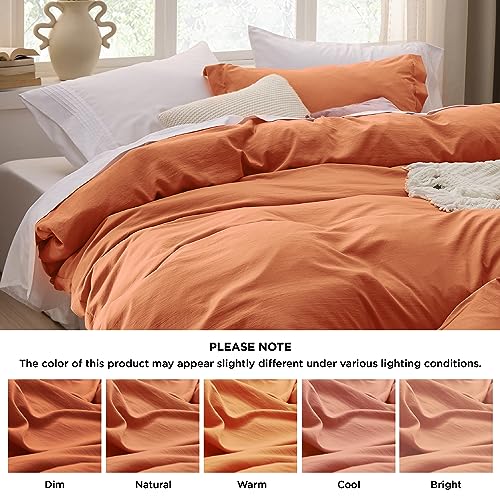 Bedsure Burnt Orange Twin Duvet Cover Set - Soft Prewashed Duvet Cover Twin Size, 2 Pieces, 1 Duvet Cover 68x90 Inches with Zipper Closure and 1 Pillow Sham, Comforter Not Included