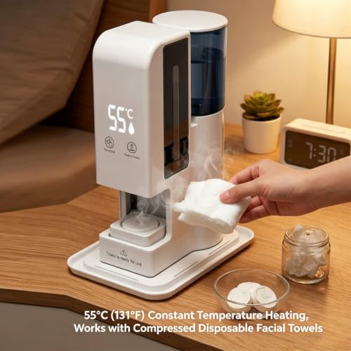 Hot Towel Dispenser with 100 Compressed Towels – 3-Sec Fast Heat