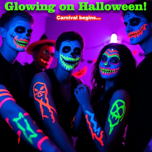 Hapickid 7-Color Glow in The Dark Face & Body Paint Sticks for Black Light Parties