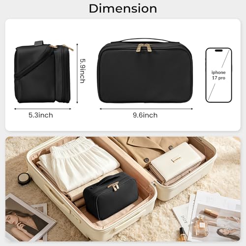 HauteHues Travel Makeup Bag - Large Capacity Cosmetic Organizer, Waterproof & Wide-Open Design