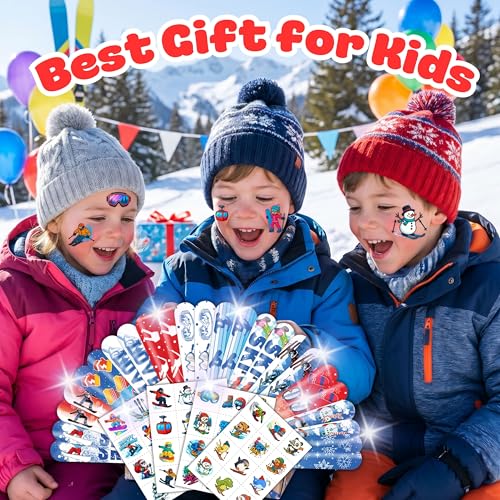 Skiing Party Favors Set - 72PC Tattoos & Slap Bracelets