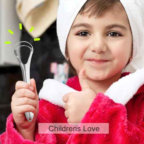 G.CATACC Metal Tongue Scraper for Adults & Kids, Stainless Steel Tongue Cleaner Scrubber for Oral Care - Reduce Bad Breath