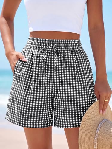 High Waisted Gingham Summer Shorts for Women - Trendy & Comfy