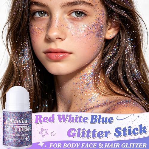 Patriotic Red White and Blue Body Glitter Gel for 4th of July
