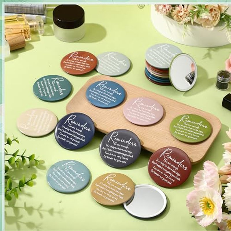 48 Pcs Mental Health Awareness Gifts Bulk Therapists Colored Compact Pocket Mirrors Positive Affirmation Gifts for Women Ladies Teacher Staff Coworker Employee Appreciation Gift (Classic)