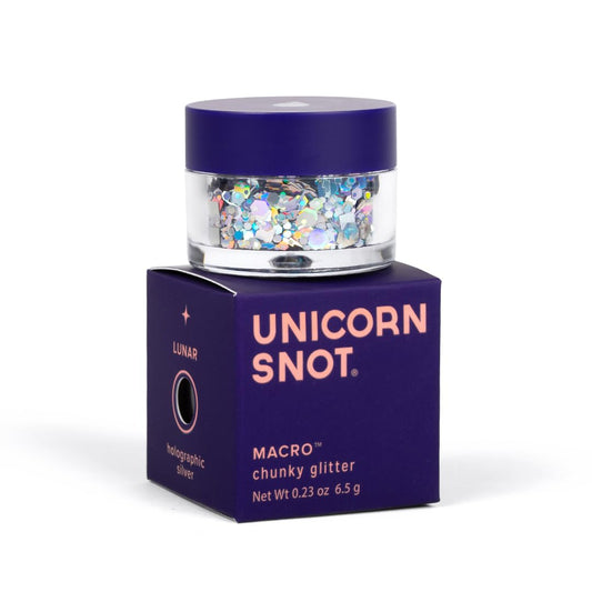 Unicorn Snot Macro Glitter - Face & Body Glitter - Cosmetic Grade Large-Particle Loose Glitter - Glitter Makeup for Festivals, Raves - Safe for Face, Easy Application & Removal - Silver (Lunar)