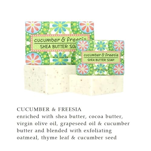 Greenwich Bay Trading Co. - 6.4 Ounces, Garden Shea Butter - 3 Bar Soaps - Cucumber and Freesia