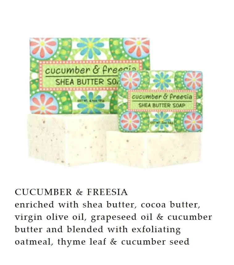 Greenwich Bay Trading Co. - 6.4 Ounces, Garden Shea Butter - 3 Bar Soaps - Cucumber and Freesia